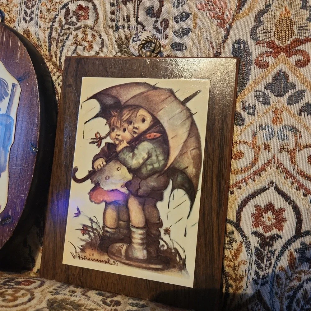 Goebel Hummel Vintage Wooden Wall Plaques Set of 2 West Germany 1970s Decor